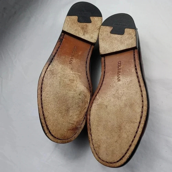 Cole Haan Mens Mahogany Brown Leather Slip-On Tassel Loafer 8.5 - Picture 10 of 14